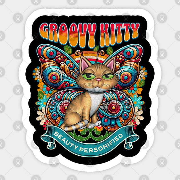 Groovy Kitty Sticker by Danny Gordon Art